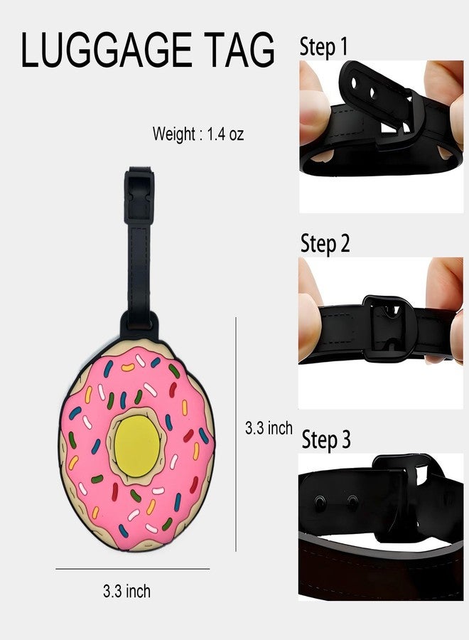 ANINIUCN Luggage Tags - Cute Donut Bag Tag for Suitcases, Durable Silicone Travel ID Label with Information Card, Fun Accessories for Women, Men, Kids - Image 2